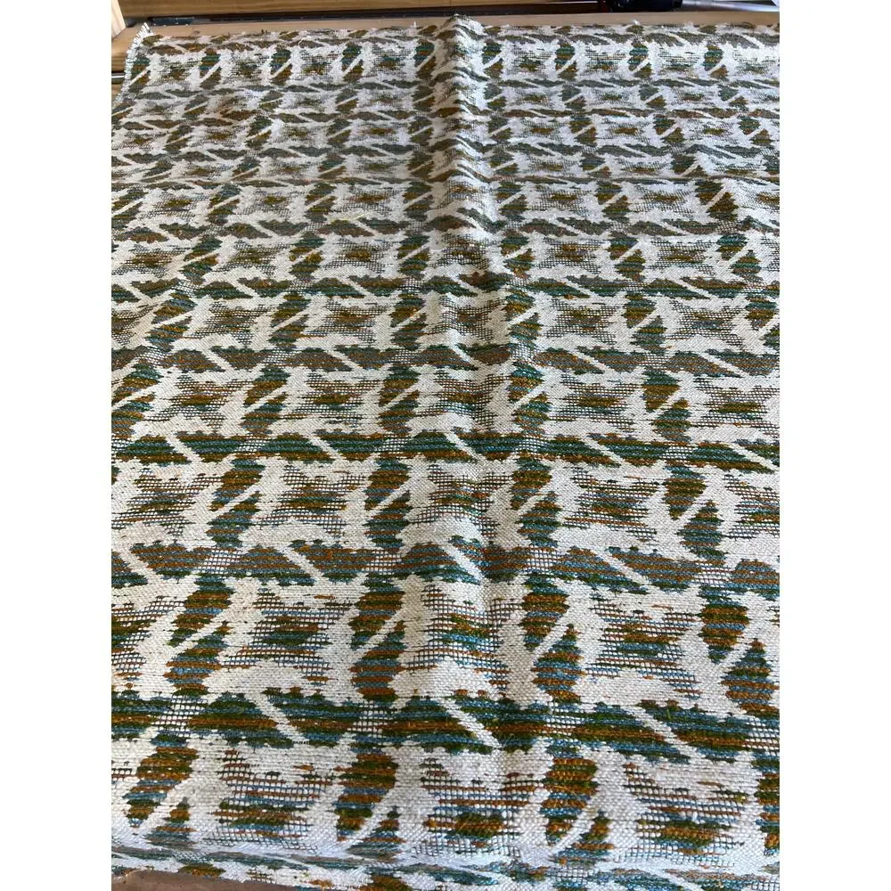 Vtg Tapestry Upholstery Fabric 66x55 Tribal Woven Jacquard Turquoise Brown Cream - Picture 3 of 10